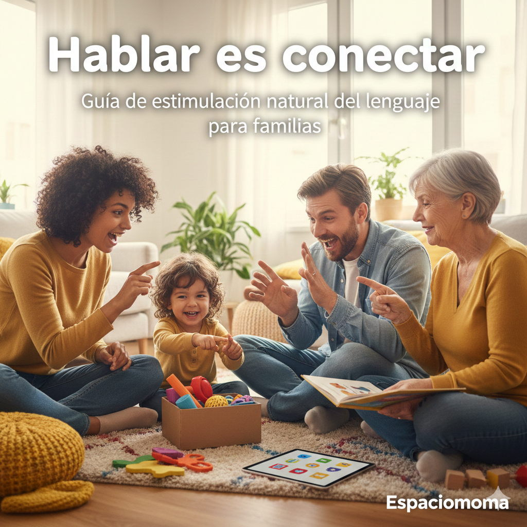 Un adulto y un niño pequeño sentados en el suelo jugando de forma recíproca con juguetes sencillos, mostrando una conexión visual y una interacción natural basada en el seguimiento del interés del niño.